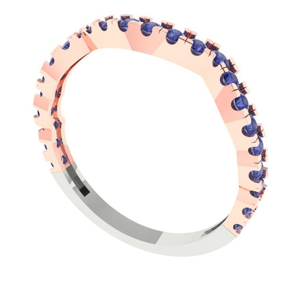 0.36 cttw Simulated Tanzanite Round Cut White/Rose Gold Eternity Wedding Band