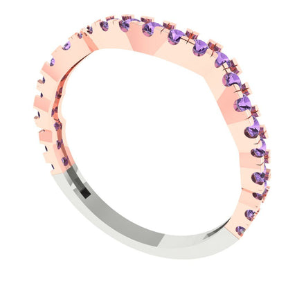 0.36 cttw Simulated Alexandrite Round Cut White/Rose Gold Eternity Wedding Band