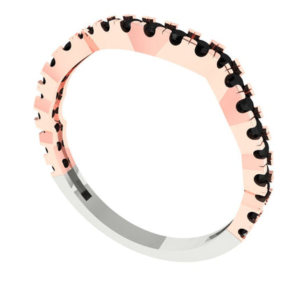 0.36 cttw Natural Onyx Round Cut White/Rose Gold Eternity Wedding Band