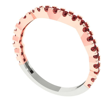 0.36 cttw Natural Garnet Round Cut White/Rose Gold Eternity Wedding Band