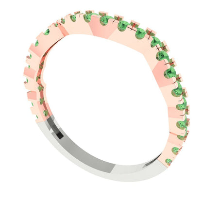 0.36 cttw Simulated Green Diamond Round Cut White/Rose Gold Eternity Wedding Band