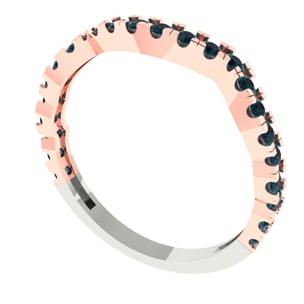 0.36 cttw Natural London Blue Topaz Round Cut White/Rose Gold Eternity Wedding Band