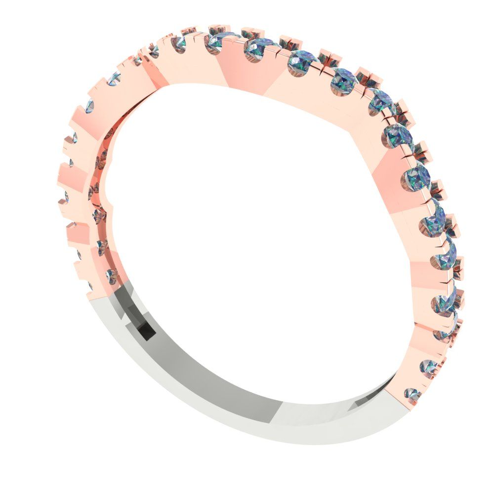 0.36 cttw Blue Moissanite Round Cut White/Rose Gold Eternity Wedding Band