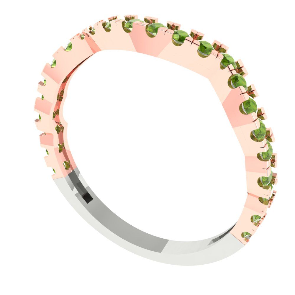0.36 cttw Natural Peridot Round Cut White/Rose Gold Eternity Wedding Band