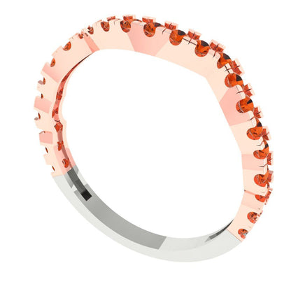 0.36 cttw Simulated Red Diamond Round Cut White/Rose Gold Eternity Wedding Band