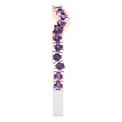 0.36 cttw Simulated Alexandrite Round Cut White/Rose Gold Eternity Wedding Band