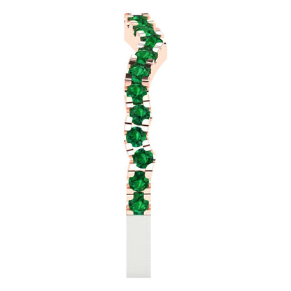 0.36 cttw Simulated Emerald Round Cut White/Rose Gold Eternity Wedding Band