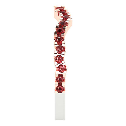 0.36 cttw Natural Garnet Round Cut White/Rose Gold Eternity Wedding Band