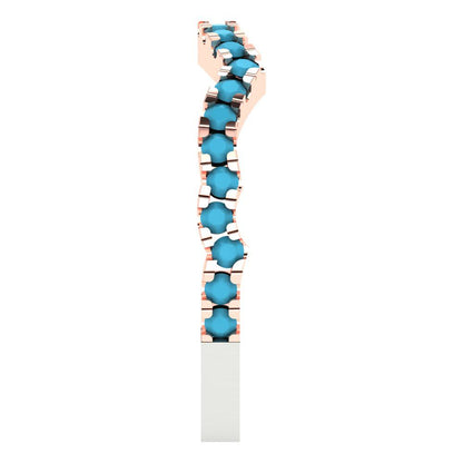 0.36 cttw Simulated Turquoise Round Cut White/Rose Gold Eternity Wedding Band