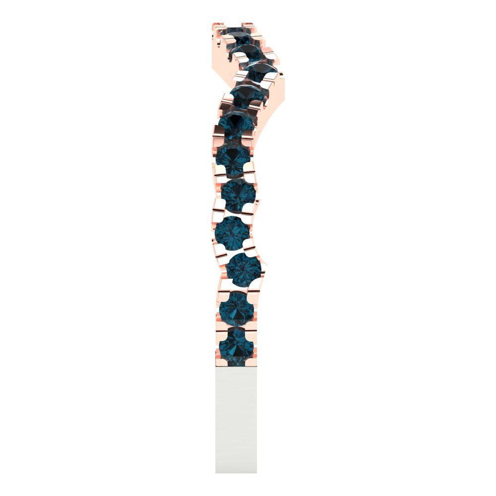 0.36 cttw Natural London Blue Topaz Round Cut White/Rose Gold Eternity Wedding Band