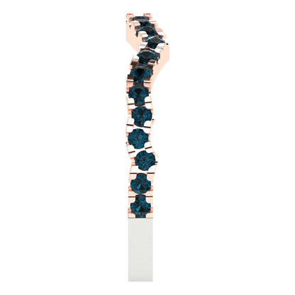 0.36 cttw Natural London Blue Topaz Round Cut White/Rose Gold Eternity Wedding Band