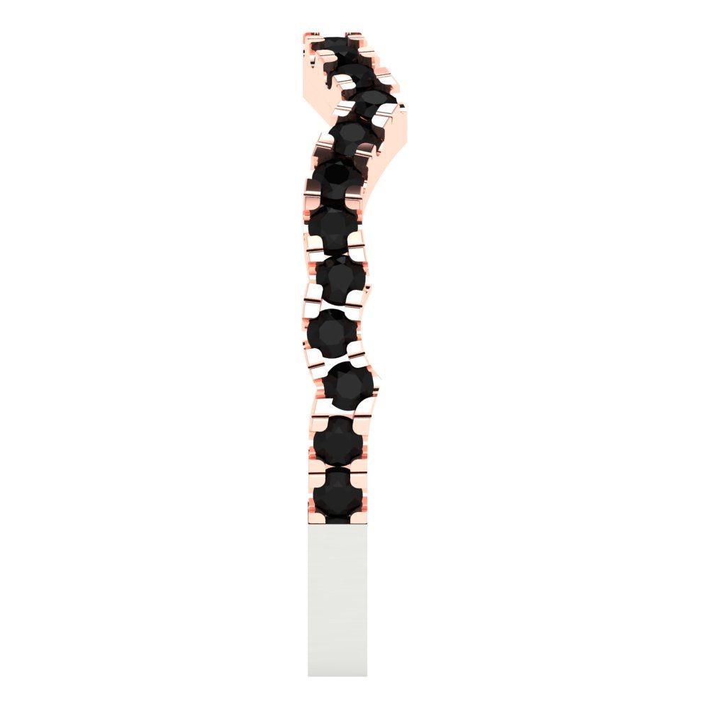 0.36 cttw Natural Onyx Round Cut White/Rose Gold Eternity Wedding Band