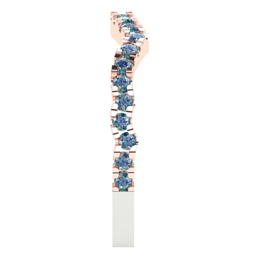 0.36 cttw Blue Moissanite Round Cut White/Rose Gold Eternity Wedding Band