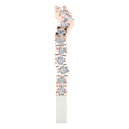 0.36 cttw Moissanite Round Cut White/Rose Gold Eternity Wedding Band