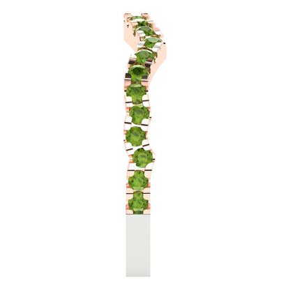 0.36 cttw Natural Peridot Round Cut White/Rose Gold Eternity Wedding Band