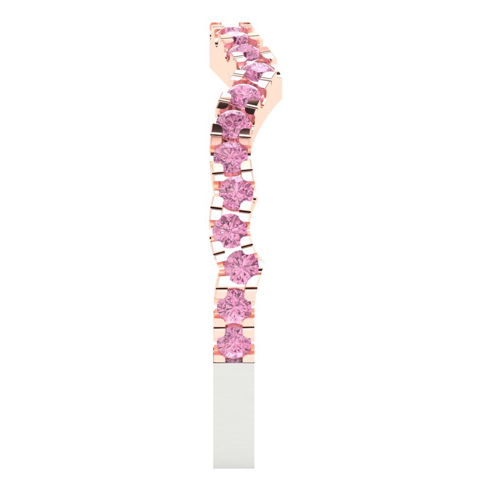 0.36 cttw Simulated Pink Diamond Round Cut White/Rose Gold Eternity Wedding Band