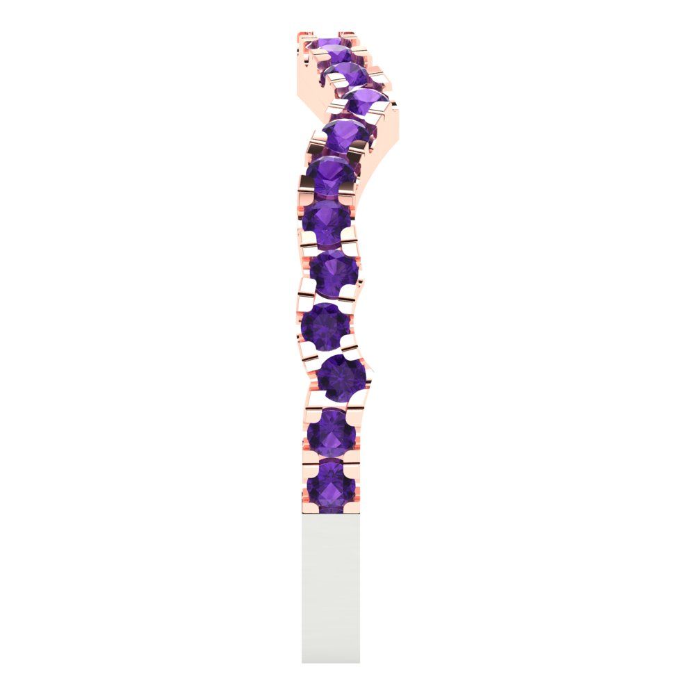 0.36 cttw Natural Amethyst Round Cut White/Rose Gold Eternity Wedding Band