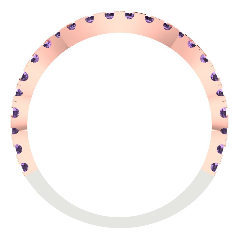 0.36 cttw Simulated Alexandrite Round Cut White/Rose Gold Eternity Wedding Band