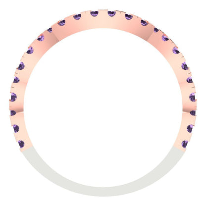 0.36 cttw Simulated Alexandrite Round Cut White/Rose Gold Eternity Wedding Band