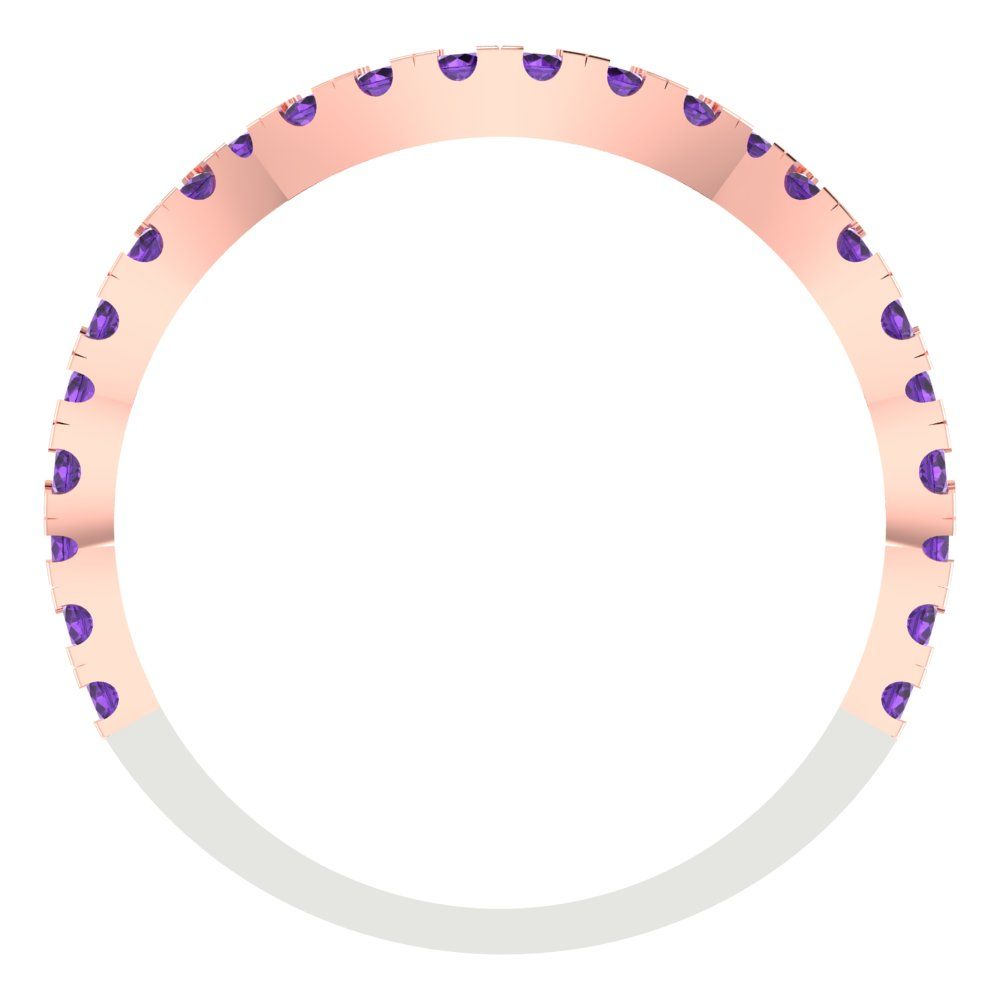 0.36 cttw Natural Amethyst Round Cut White/Rose Gold Eternity Wedding Band
