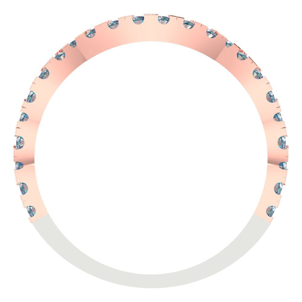 0.36 cttw Blue Moissanite Round Cut White/Rose Gold Eternity Wedding Band