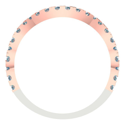 0.36 cttw Blue Moissanite Round Cut White/Rose Gold Eternity Wedding Band