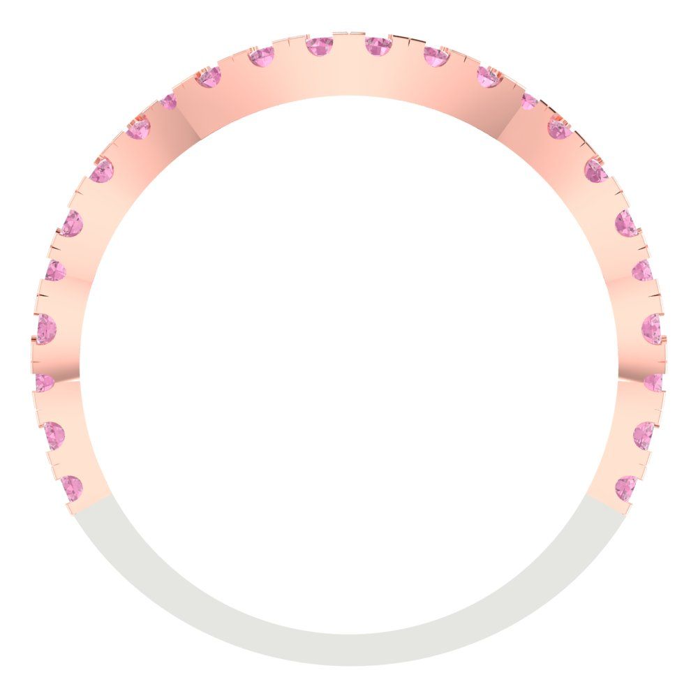 0.36 cttw Simulated Pink Diamond Round Cut White/Rose Gold Eternity Wedding Band