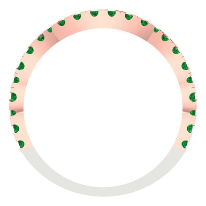 0.36 cttw Simulated Emerald Round Cut White/Rose Gold Eternity Wedding Band