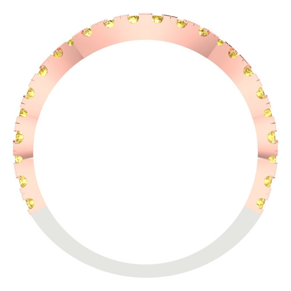 0.36 cttw Natural Citrine Round Cut White/Rose Gold Eternity Wedding Band