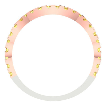 0.36 cttw Natural Citrine Round Cut White/Rose Gold Eternity Wedding Band