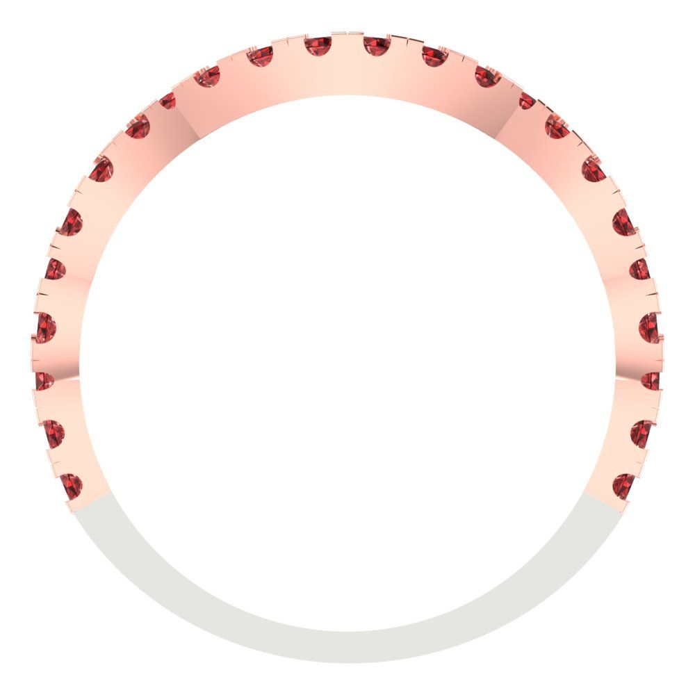 0.36 cttw Natural Garnet Round Cut White/Rose Gold Eternity Wedding Band