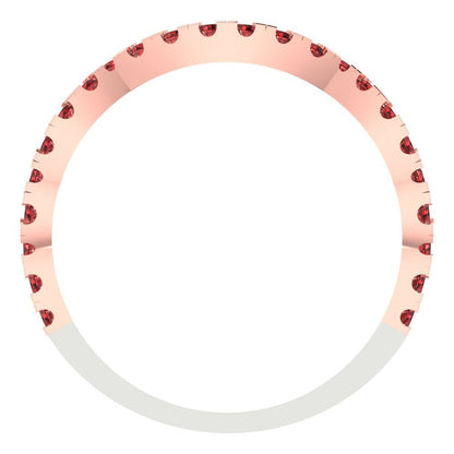 0.36 cttw Natural Garnet Round Cut White/Rose Gold Eternity Wedding Band