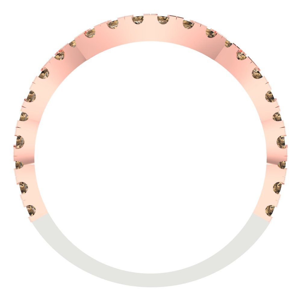 0.36 cttw Simulated Champagne Diamond Round Cut White/Rose Gold Eternity Wedding Band