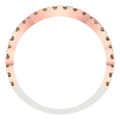 0.36 cttw Simulated Champagne Diamond Round Cut White/Rose Gold Eternity Wedding Band