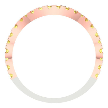 0.36 cttw Simulated Yellow Diamond Round Cut White/Rose Gold Eternity Wedding Band