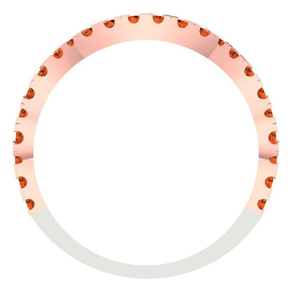 0.36 cttw Simulated Red Diamond Round Cut White/Rose Gold Eternity Wedding Band