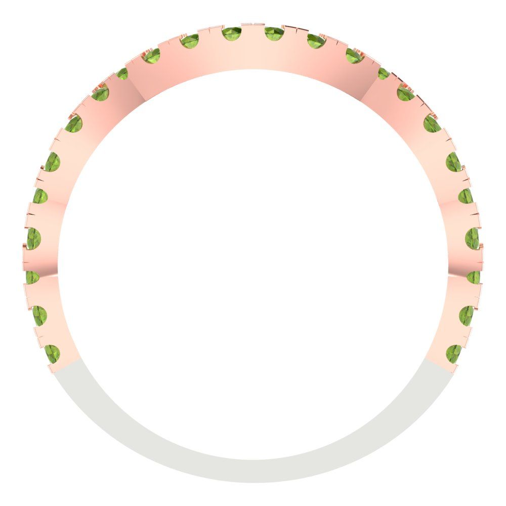 0.36 cttw Natural Peridot Round Cut White/Rose Gold Eternity Wedding Band
