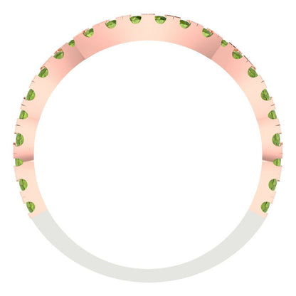 0.36 cttw Natural Peridot Round Cut White/Rose Gold Eternity Wedding Band