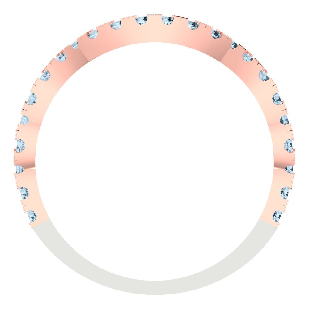 0.36 cttw Simulated Blue Diamond Round Cut White/Rose Gold Eternity Wedding Band