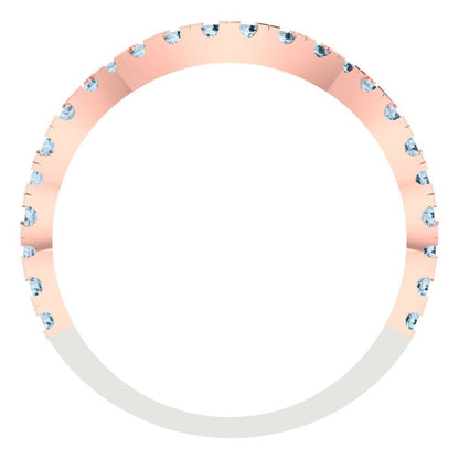 0.36 cttw Simulated Blue Diamond Round Cut White/Rose Gold Eternity Wedding Band