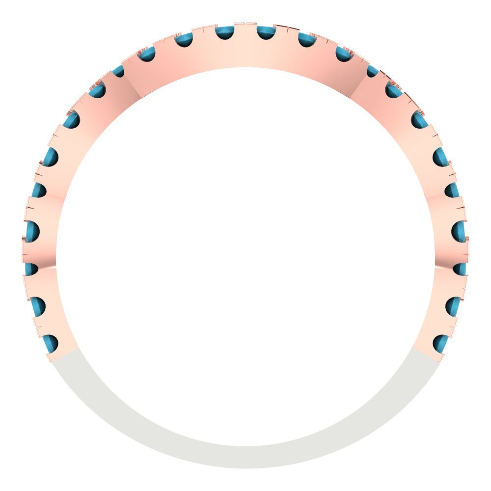 0.36 cttw Simulated Turquoise Round Cut White/Rose Gold Eternity Wedding Band
