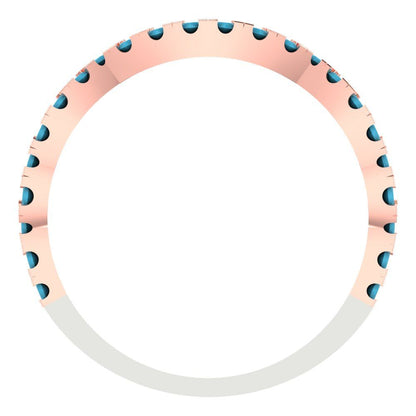 0.36 cttw Simulated Turquoise Round Cut White/Rose Gold Eternity Wedding Band