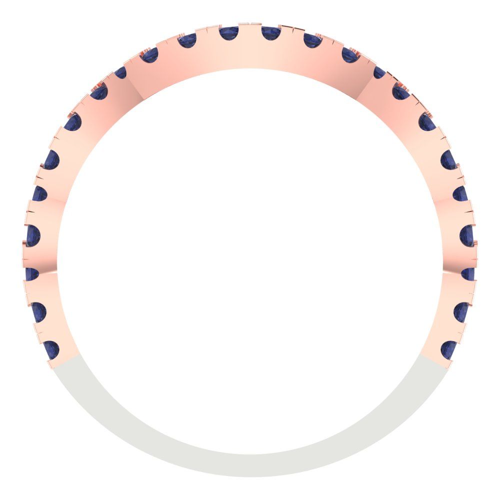 0.36 cttw Simulated Blue Sapphire Round Cut White/Rose Gold Eternity Wedding Band