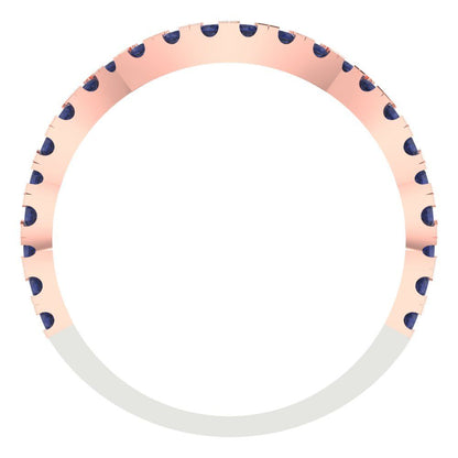 0.36 cttw Simulated Blue Sapphire Round Cut White/Rose Gold Eternity Wedding Band