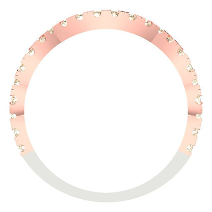 0.36 cttw Natural Morganite Round Cut White/Rose Gold Eternity Wedding Band