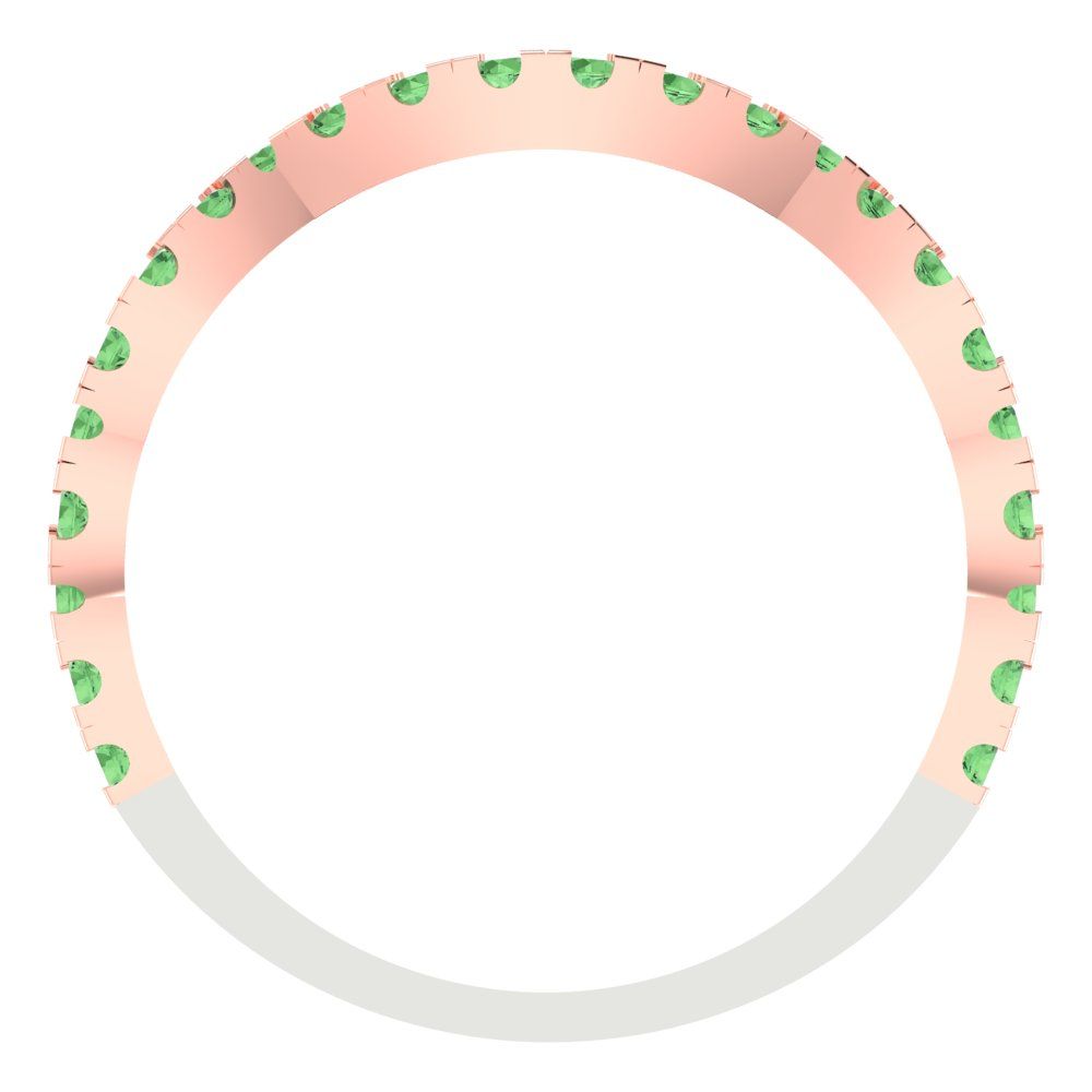 0.36 cttw Simulated Green Diamond Round Cut White/Rose Gold Eternity Wedding Band