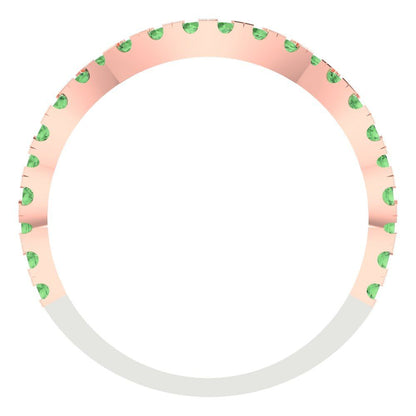 0.36 cttw Simulated Green Diamond Round Cut White/Rose Gold Eternity Wedding Band