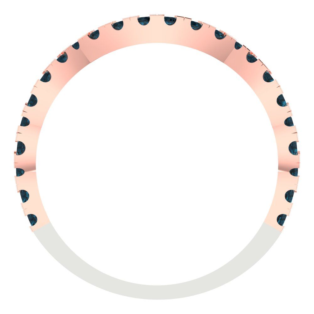 0.36 cttw Natural London Blue Topaz Round Cut White/Rose Gold Eternity Wedding Band