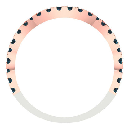 0.36 cttw Natural London Blue Topaz Round Cut White/Rose Gold Eternity Wedding Band