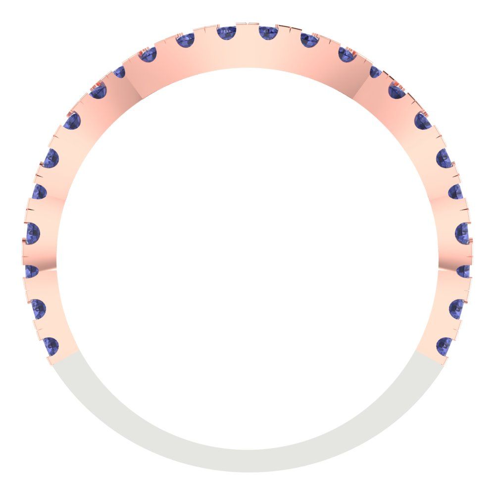 0.36 cttw Simulated Tanzanite Round Cut White/Rose Gold Eternity Wedding Band